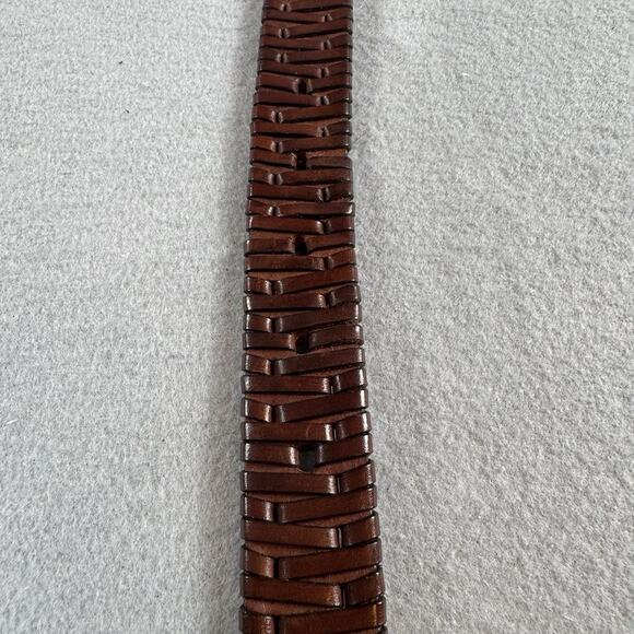IZOD Men’s Brown Woven Leather Belt 36 Distressed Silver Buckle & Tip 90s VTG - Picture 6 of 8